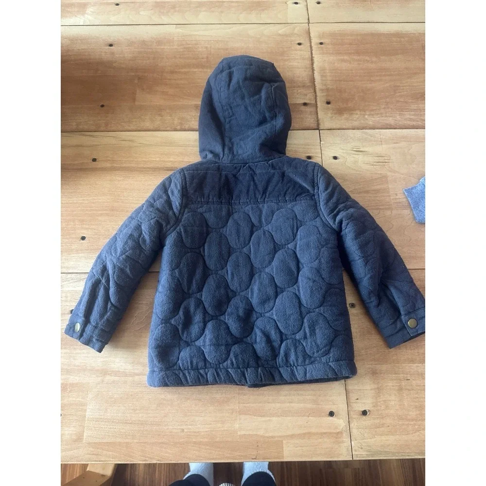 Tommy Bahama Toddler Boys Navy Blue Quilted Hooded Jacket Sherpa Lined Size‎ 2T